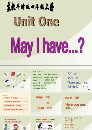 三年级英语上册 Unit 1(9)课件 苏教牛津版