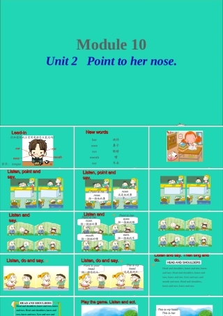 三年级英语上册 Module 10 Unit 2 Point to her nose课件+素材 外研版（三起）