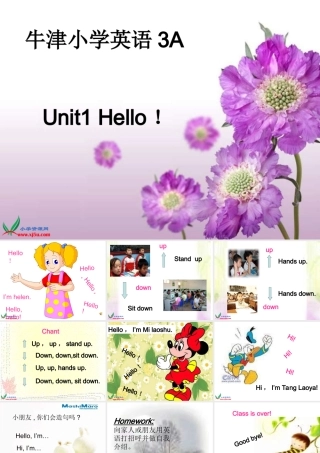 三年级英语上册 Unit 1Hello第一课时课件 人教版pep