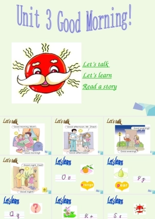 三年级英语上册 Unit 3 Good Morning课件 陕旅版-陕旅版小学三年级上册英语课件