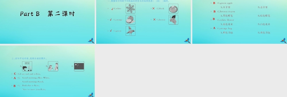 三年级英语上册 Unit 2 Colour Part B（第3课时）习题课件 人教PEP版-人教PEP小学三年级上册英语课件