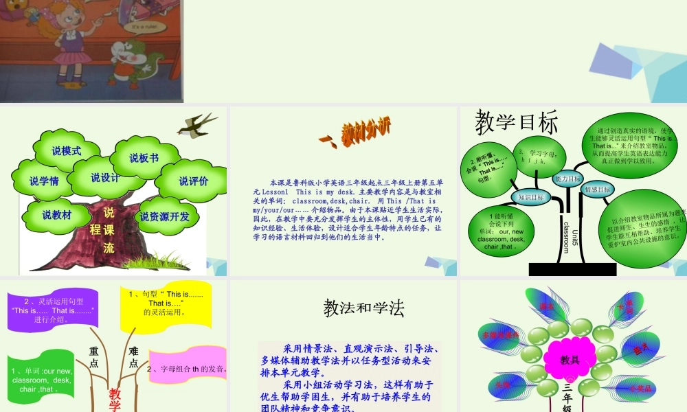 三年级英语上册 Unit 5 Lesson 1 This is my desk课件说课课件 鲁科版-鲁科版小学三年级上册英语课件