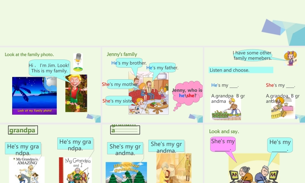 三年级英语上册 Unit 3 Lesson 2 He's My Grandpa课件2 鲁科版-鲁科版小学三年级上册英语课件