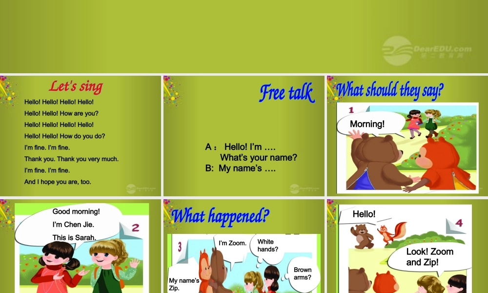 三年级英语上册 recycle 1 第一课时课件 人教PEP