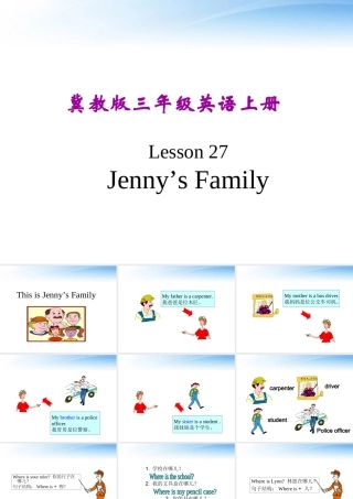 三年级英语上册 Unit 3 Lesson 27Jenney’s familyClass Opening and Review课件 冀教版