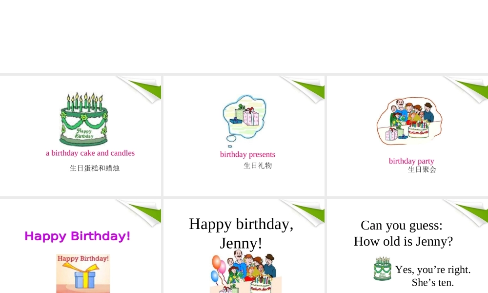 三年级英语上册 Unit 3 Lesson 29Happy Birthday课件 冀教版