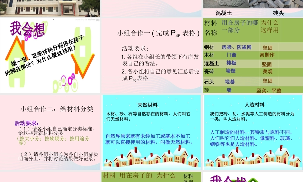 三年级科学下册 第四单元 第15课《做房子的材料》课件1 鄂教版-鄂教版小学三年级下册自然科学课件