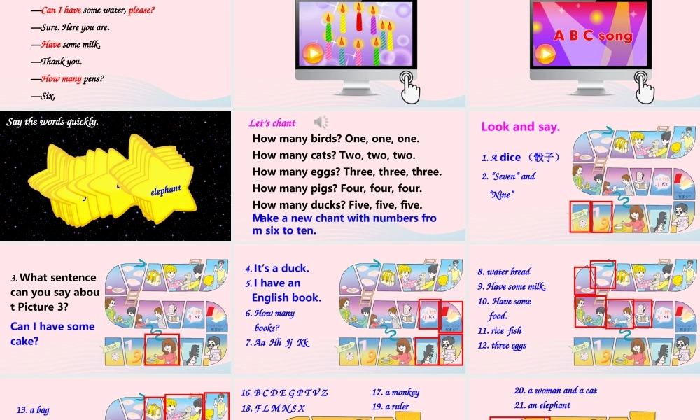 三年级英语上册 Recycle 2（第二课时）课件+素材 人教PEP