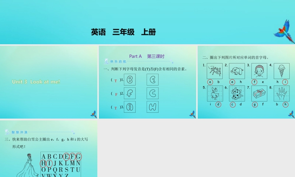 三年级英语上册 Unit 3 Look at me Part A（第3课时）练习课件 人教PEP版-人教PEP小学三年级上册英语课件