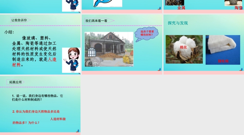 三年级科学下册 第四单元 身边的材料 12 天然材料与人造材料课件 苏教版-苏教版小学三年级下册自然科学课件