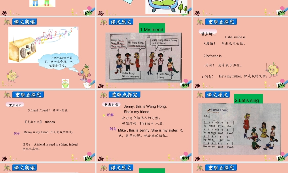 三年级英语上册 Unit 2 Friends and Colours Lesson 1 My Friend课件 冀教版（三起）-冀教版小学三年级上册英语课件