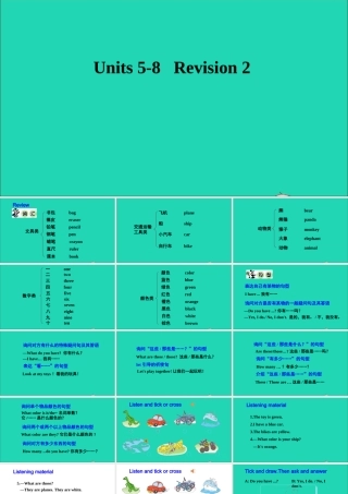 三年级英语上册 Revision 2课件+素材 陕旅版（三起）