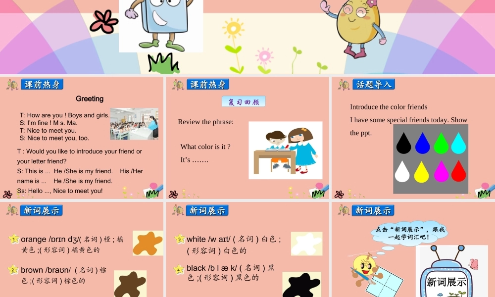三年级英语上册 Unit 2 Friends and Colours Lesson 5 Orange， Brown， White， Black课件 冀教版（三起）-冀教版小学三年级上册英语课件