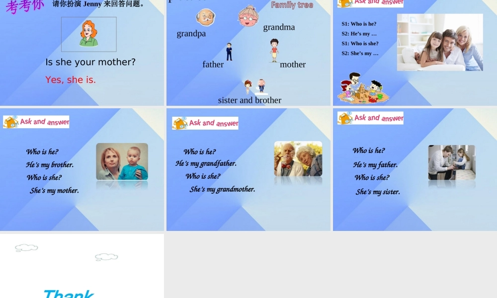 三年级英语上册 Unit 5 My family Part A课件2 （新版）闽教版-闽教版小学三年级上册英语课件