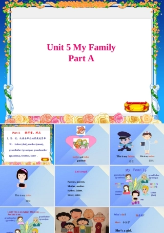 三年级英语上册 Unit 5 My family Part A课件2 （新版）闽教版-闽教版小学三年级上册英语课件