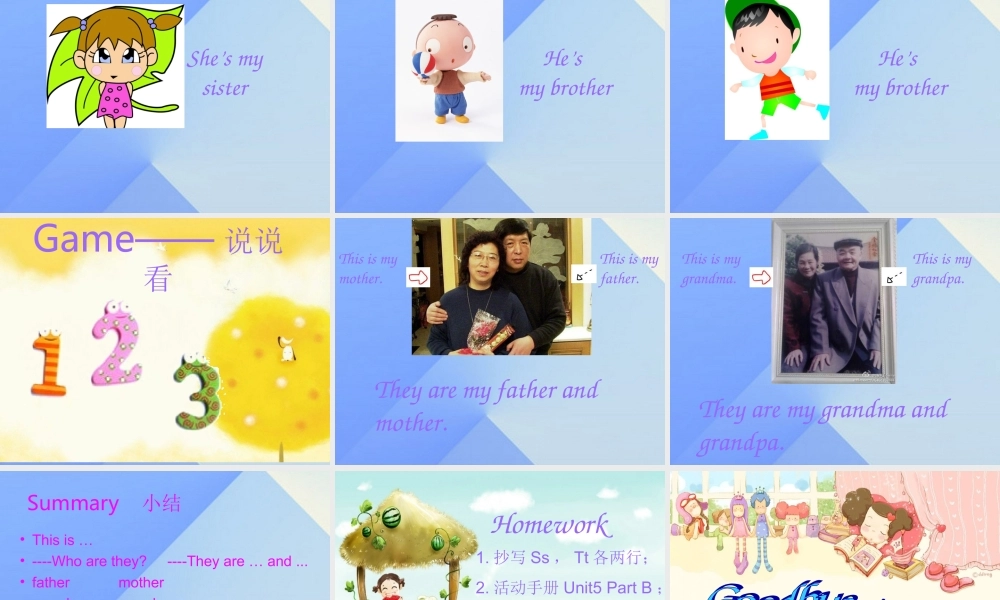 三年级英语上册 Unit 5 My family Part B课件1 （新版）闽教版-闽教版小学三年级上册英语课件