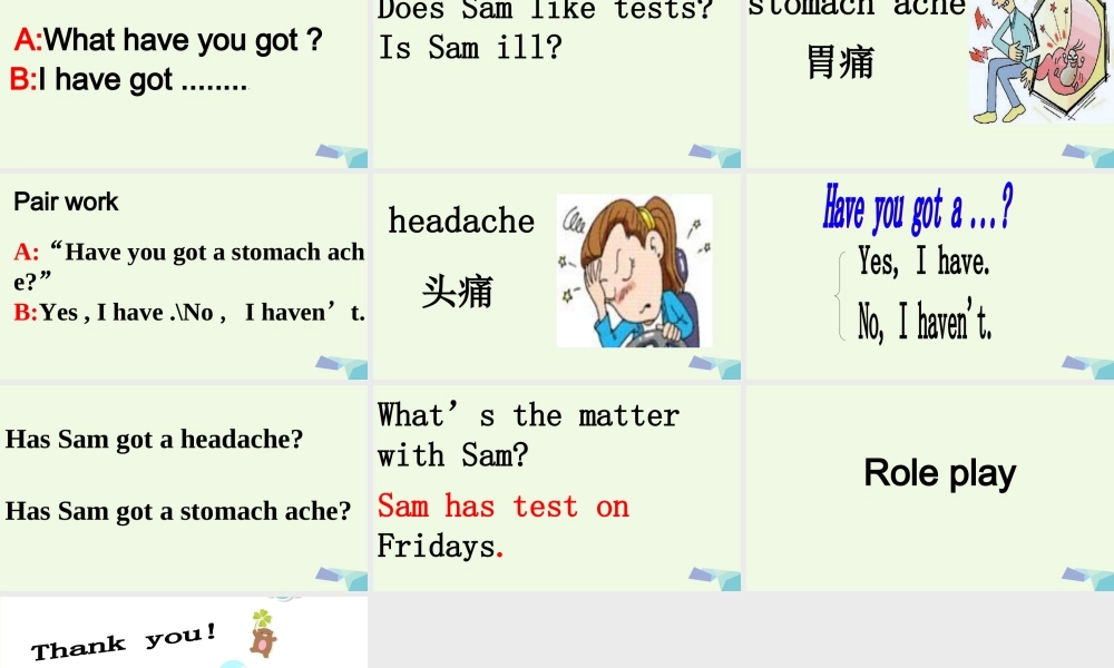三年级英语上册 Unit 1 Have you got a headache课件 外研版（一起）-外研版小学三年级上册英语课件