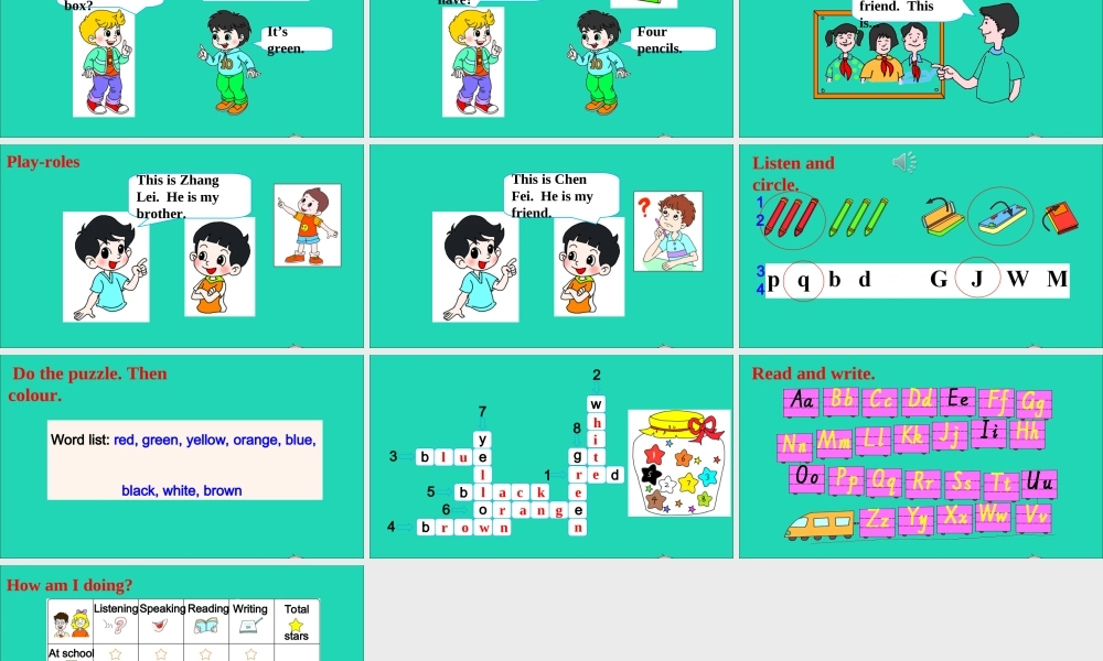 三年级英语上册 Unit 2 Friends and Colours Lesson 12 More Letters课件+素材 冀教版（三起）