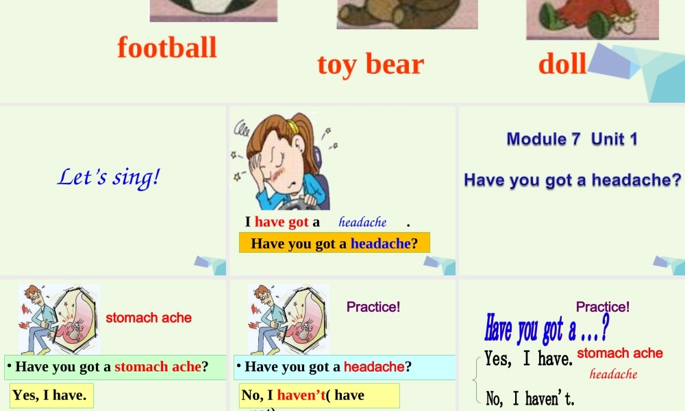 三年级英语上册 Unit 1 Have you got a headache课件2 外研版（一起）-外研版小学三年级上册英语课件