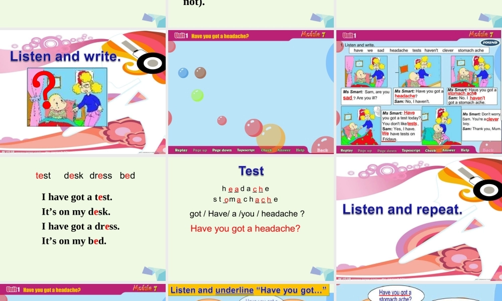 三年级英语上册 Unit 1 Have you got a headache课件2 外研版（一起）-外研版小学三年级上册英语课件