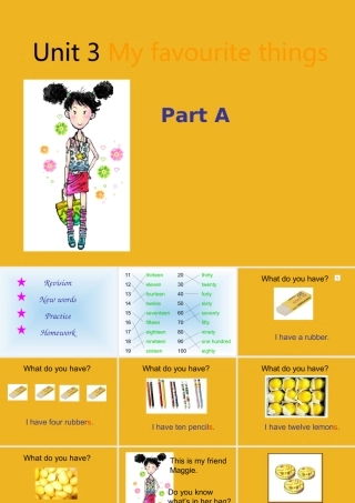 三年级英语上册 Unit 3 My favourite things Part A课件 深港版