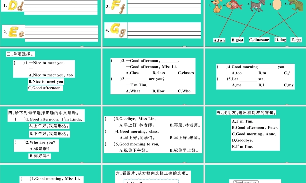 三年级英语上册 Unit 2 Good morning作业课件 湘少版-湘少版小学三年级上册英语课件