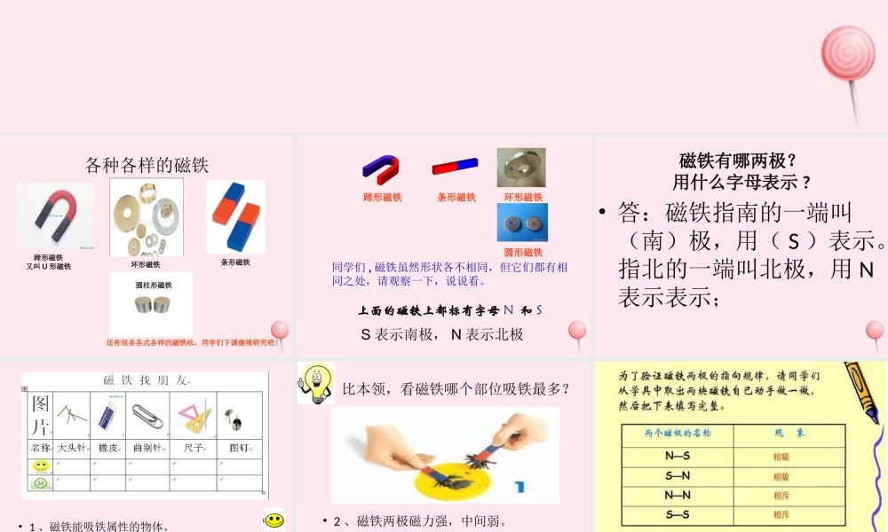 三年级科学下册 第一单元 第5课《有趣的磁铁》课件2 青岛版五四制-青岛版小学三年级下册自然科学课件