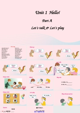 三年级英语上册 Unit 1 Hello Part A第2课时备用课件+素材 人教PEP
