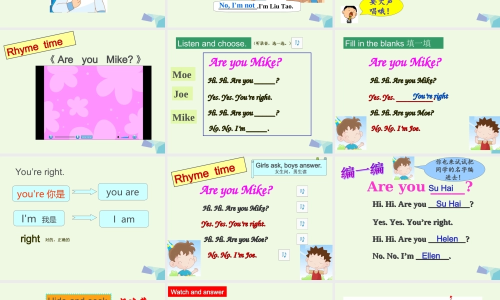 三年级英语上册 Unit 2 I’m Liu Tao（Rhyme time Cartoon time）课件 苏教译林版-人教版小学三年级上册英语课件