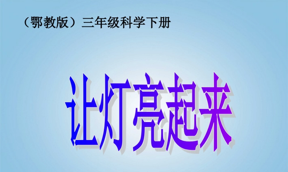 三年级科学下册 让灯亮起来1课件 鄂教版
