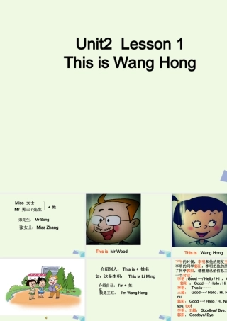 三年级英语上册 Unit 2 Lesson 1 This is WangHong课件2 鲁科版-鲁科版小学三年级上册英语课件