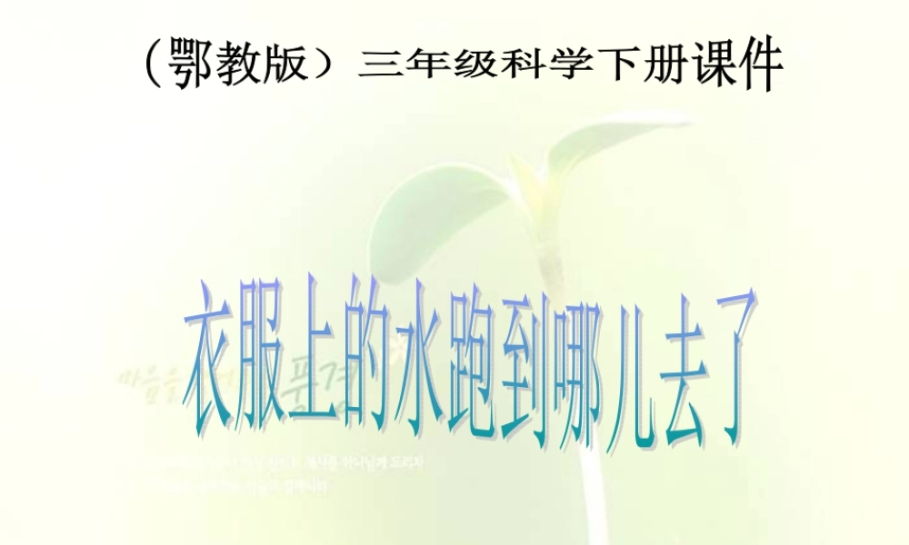 三年级科学下册 衣服上的水跑到哪儿去了1课件 鄂教版