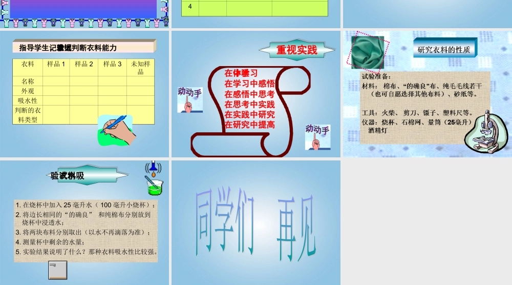 三年级科学下册 衣料的吸水性1课件 鄂教版