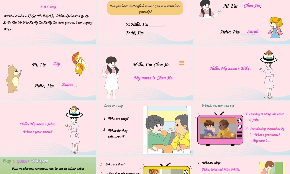 三年级英语上册 Unit 1 Hello Part B 第4课时上课课件+素材 人教PEP