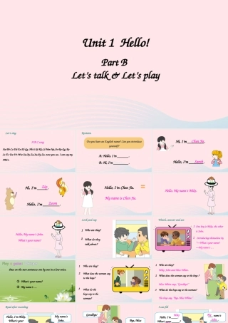 三年级英语上册 Unit 1 Hello Part B 第4课时上课课件+素材 人教PEP