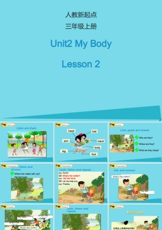三年级英语上册 Unit 2 My Body（Lesson 2）课件 人教新起点-人教新起点小学三年级上册英语课件