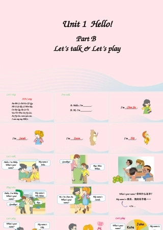 三年级英语上册 Unit 1 Hello Part B第2课时备用课件+素材 人教PEP