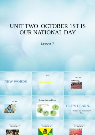 三年级英语上册 Unit 2 October 1st is our National Day Lesson 7课件 北京课改版-北京课改版小学三年级上册英语课件