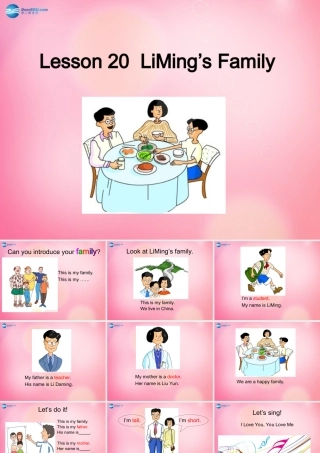 三年级英语上册 Unit 4 Family Lesson 20 Li Ming’s Family课件 冀教版（三起）-冀教版小学三年级上册英语课件