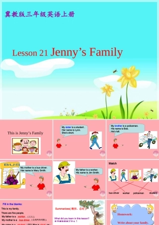 三年级英语上册 Unit 4 Family lesson 21 jenny’s family课件2 冀教版（三起）-冀教版小学三年级上册英语课件