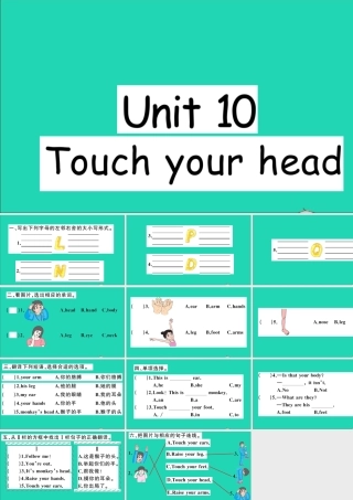 三年级英语上册 Unit 10 Touch your head作业课件 湘少版-湘少版小学三年级上册英语课件