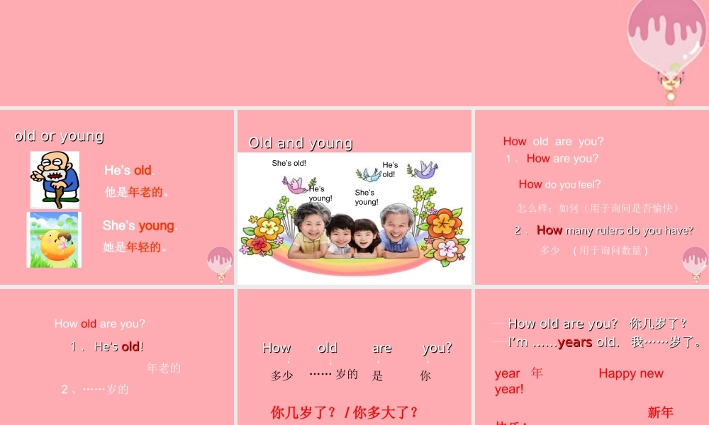 三年级英语上册 Unit 4 Family lesson 22 how old are you1课件 冀教版（三起）-冀教版小学三年级上册英语课件