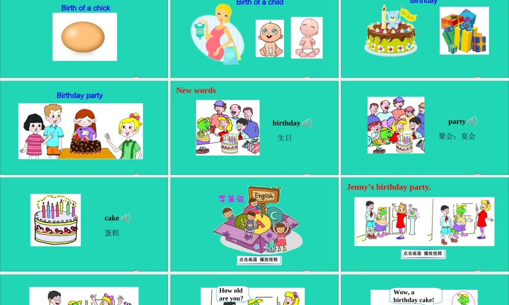 三年级英语上册 Unit 4 Family Lesson 23 Happy Birthday课件+素材 冀教版（三起）