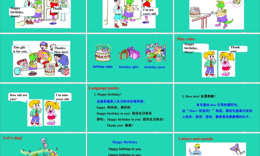三年级英语上册 Unit 4 Family Lesson 23 Happy Birthday课件+素材 冀教版（三起）