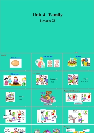 三年级英语上册 Unit 4 Family Lesson 23 Happy Birthday课件+素材 冀教版（三起）