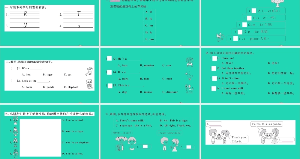 三年级英语上册 Unit 11 I like the bird第二课时作业课件 湘少版（三起）-湘少版小学三年级上册英语课件