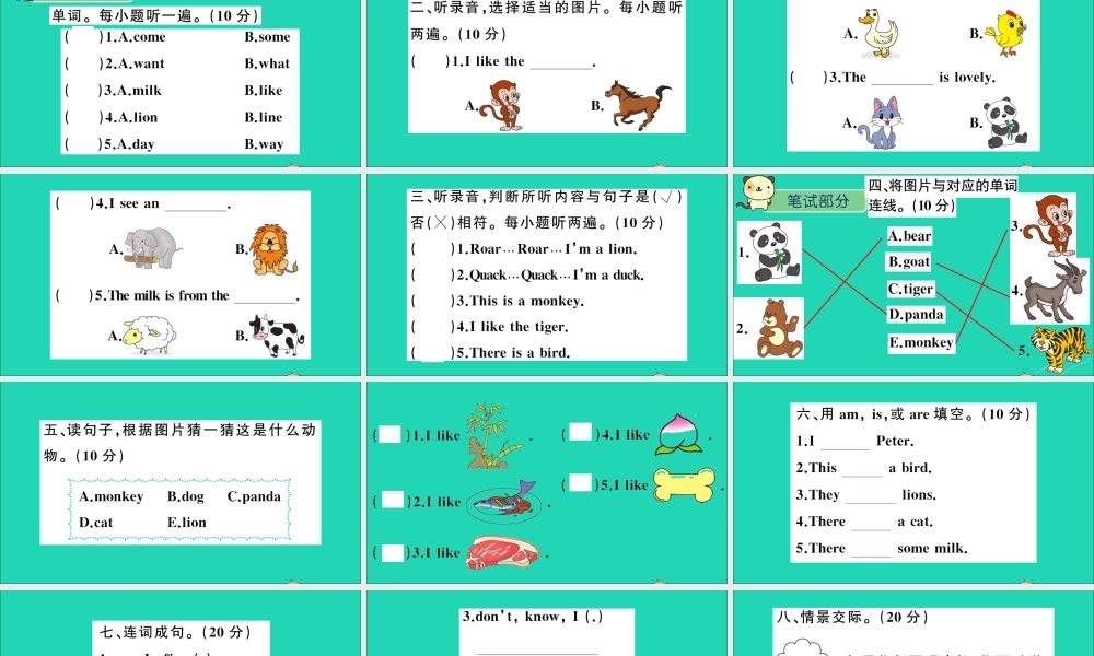 三年级英语上册 Unit 11 I like the bird检测课件+素材 湘少版