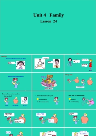三年级英语上册 Unit 4 Family Lesson 24 Lynn sees a Doctor课件+素材 冀教版（三起）