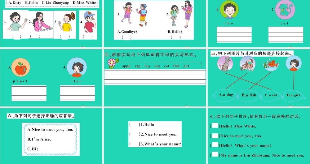 三年级英语上册 Unit 1 Hello作业课件 陕旅版（三起）-陕旅版小学三年级上册英语课件