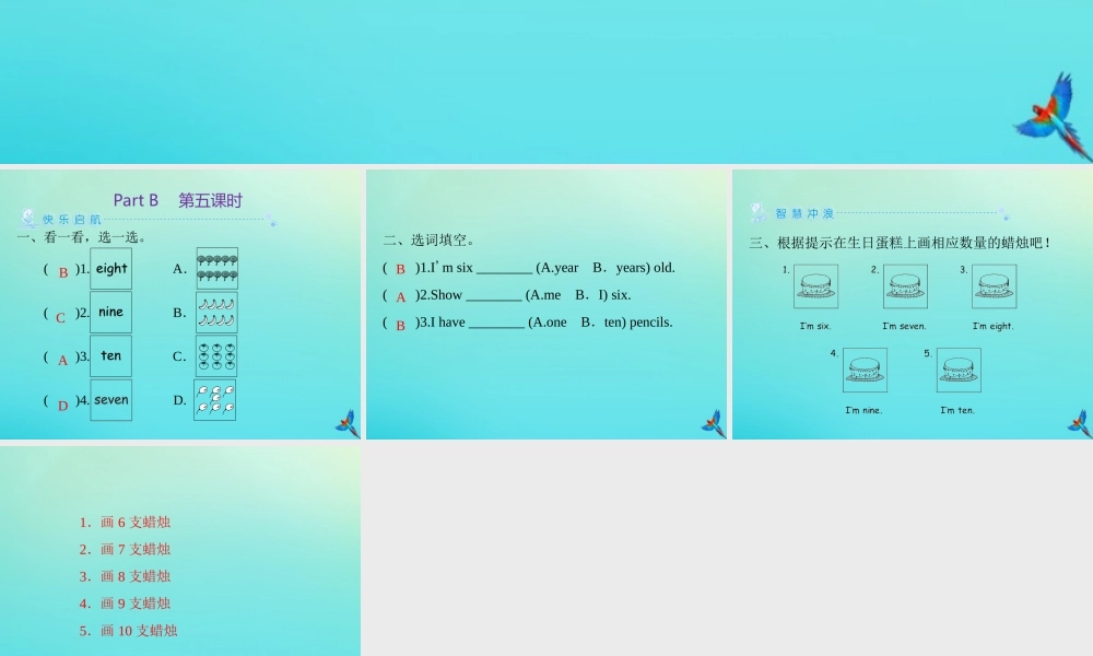 三年级英语上册 Unit 6 Happy birthday Part B（第5课时）练习课件 人教PEP版-人教PEP小学三年级上册英语课件